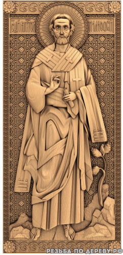 Резная икона Святой Тимофей из дерева
